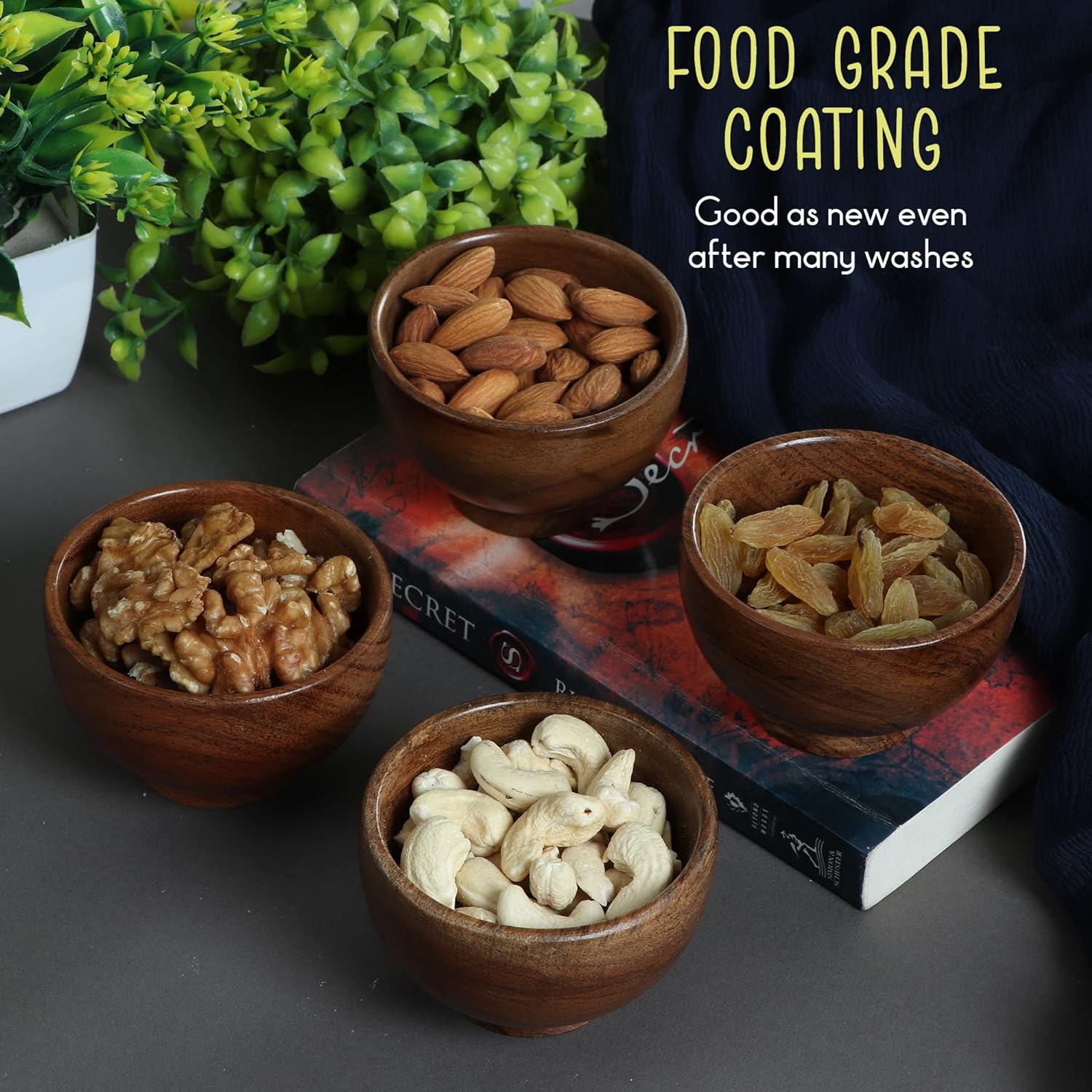 Wood small bowls, Wooden Kitchen Mini Cups for dipping sauce, SSalsa, Prep, salt & Condiments -4 fl oz 3.25 * 2 inches(Set of 6) Wood small bowls, Wooden Kitchen Mini Cups for dipping sauce, SSalsa, Prep, salt & Condiments -4 fl oz 3.25 * 2 inches(Set of 6)